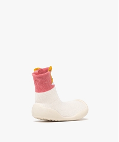 chaussons bebe fille forme chaussette avec semelle anti-derapante beige standardK255301_4