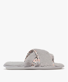 GEMO Chaussons femme mules douces à brides croisées gris standard