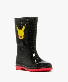 bottes de pluie a semelle crantee contrastante pikachu - pokemon noir standardK282701_2