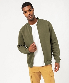 GEMO Sweat zippé en molleton doux homme Vert