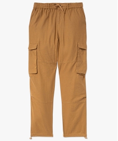 pantalon cargo en lin a taille elastiquee homme brunK288201_4