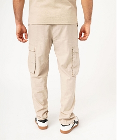 pantalon cargo en lin a taille elastiquee homme blancK288301_3