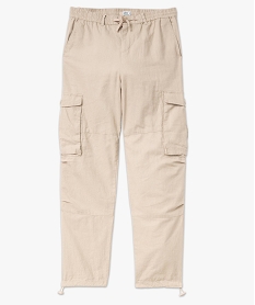 pantalon cargo en lin a taille elastiquee homme blancK288301_4