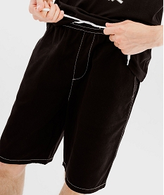 bermuda en toile de coton a taille elastiquee homme noir shorts et bermudasK292001_2