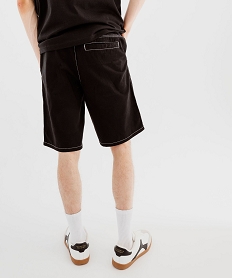 bermuda en toile de coton a taille elastiquee homme noir shorts et bermudasK292001_3