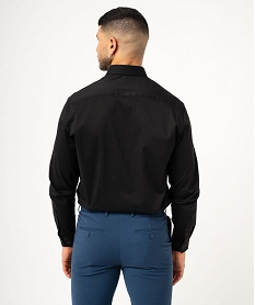 chemise manches longues coupe droite en coton stretch homme noirK294501_3