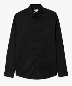 chemise manches longues coupe droite en coton stretch homme noir chemise manches longuesK294501_4