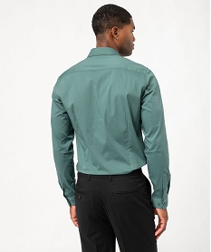 chemise unie coupe slim en coton stretch homme vert chemise manches longuesK295201_3