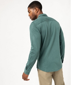 chemise manches longues en coton extensible homme vert chemise manches longuesK295501_3