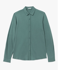 chemise manches longues en coton extensible homme vert chemise manches longuesK295501_4