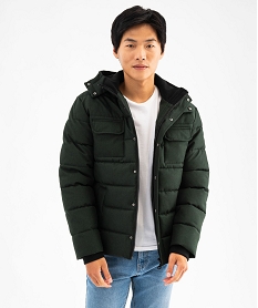 GEMO Blouson chiné à capuche amovible homme Vert