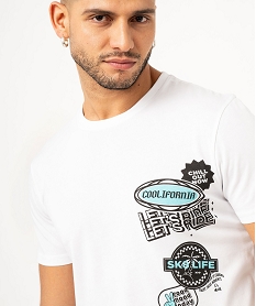 tee-shirt manches courtes en coton imprime homme blancK304201_2