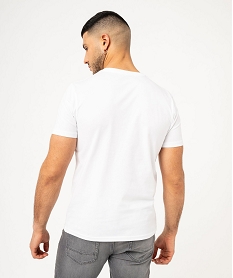 tee-shirt manches courtes en coton imprime homme blancK304201_3