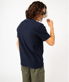 tee-shirt a manches courtes en maille texturee aspect raye homme bleu tee-shirtsK305601_3