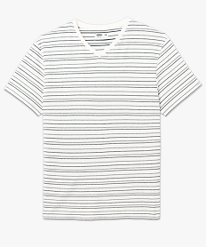 tee-shirt a manches courtes et col v a rayures homme blanc tee-shirtsK306501_4