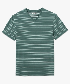 tee-shirt a manches courtes et col v a rayures homme vert tee-shirtsK306601_4