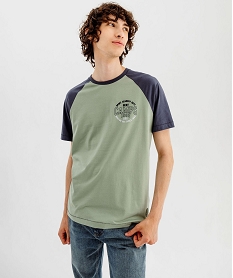GEMO Tee-shirt manches courtes raglan contrastantes homme - Camps United Vert