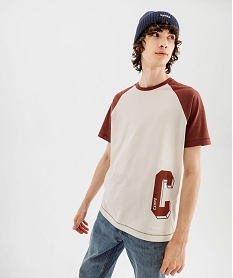 tee-shirt manches courtes raglan contrastantes homme - camps united beige tee-shirtsK307901_2