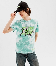 tee-shirt manches courtes tie-and-dye imprime homme - rick morty bleu tee-shirtsK308701_1