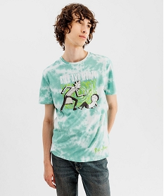 tee-shirt manches courtes tie-and-dye imprime homme - rick morty bleuK308701_2