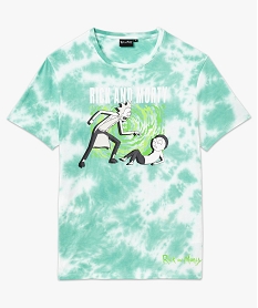 tee-shirt manches courtes tie-and-dye imprime homme - rick morty bleuK308701_4