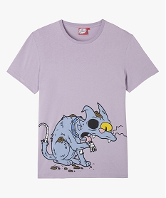 GEMO Tee-shirt manches courtes en coton imprimé homme - Les Simpsons Violet