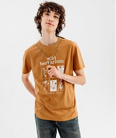 tee-shirt manches courtes imprime homme brun tee-shirtsK309301_1