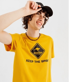 tee-shirt manches courtes imprime homme - roadsign jauneK309501_1