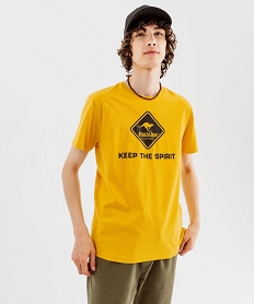 tee-shirt manches courtes imprime homme - roadsign jauneK309501_2