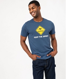 GEMO Tee-shirt manches courtes imprimé homme - Roadsign Bleu