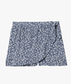 jupe short a motifs fleuris avec volants femme bleu shortsK312001_4