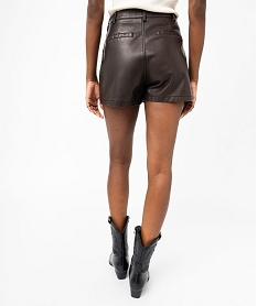 jupe short en matiere synthetique cuir imitation femme brun shortsK312101_3