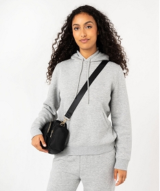 GEMO Sweat à capuche en molleton doux femme Gris