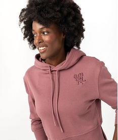 GEMO Sweat à capuche coupe courte femme Rose