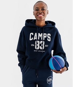 GEMO Sweat à capuche avec inscription brodée femme - Camps United Bleu