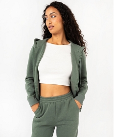 GEMO Sweat zippé à capuche femme vert standard