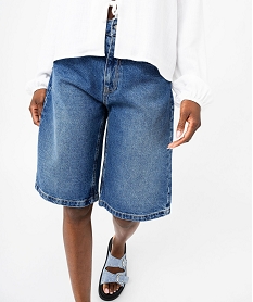 bermuda en jean coupe large femme bleu shortsK318401_2