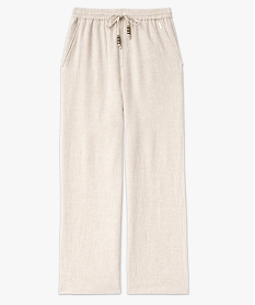 pantalon ample en lin a taille elastiquee femme - lulucastagnette beige pantalonsK319101_4