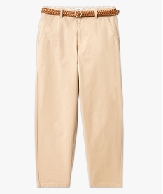 pantalon en twill de coton avec ceinture tressee femme beigeK319801_4