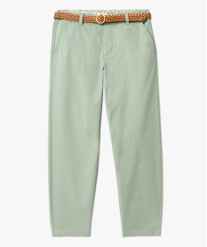 pantalon en twill de coton avec ceinture tressee femme vert pantalonsK319901_4