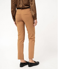 pantalon en toile extensible coupe slim femme avec ceinture orangeK320501_3