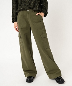 pantalon large coupe cargo femme vert pantalonsK321201_1