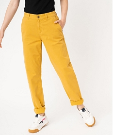 pantalon chino coupe regular femme jaune pantalonsK321501_1