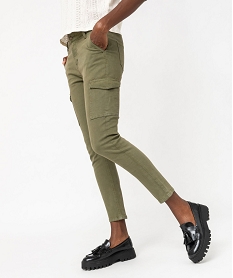 GEMO Pantalon cargo coupe slim femme Vert