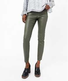 GEMO Pantalon skinny enduit push-up taille haute femme Vert