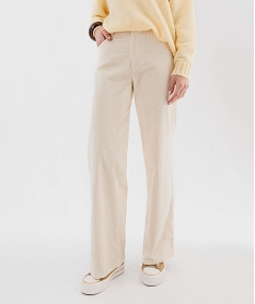 GEMO Pantalon large en velours côtelé femme Beige