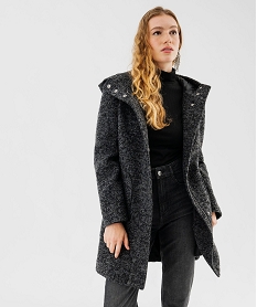 GEMO Manteau à capuche en laine femme Gris