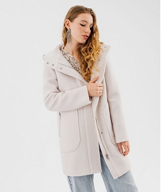 GEMO Manteau à capuche en laine femme Rose