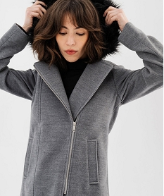 GEMO Manteau à capuche avec fermeture asymétrique femme Gris