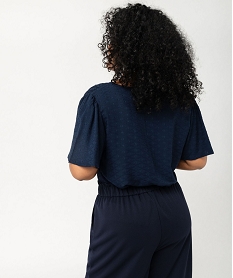 blouse manches courtes en viscose jacquard femme grande taille bleuK330301_3